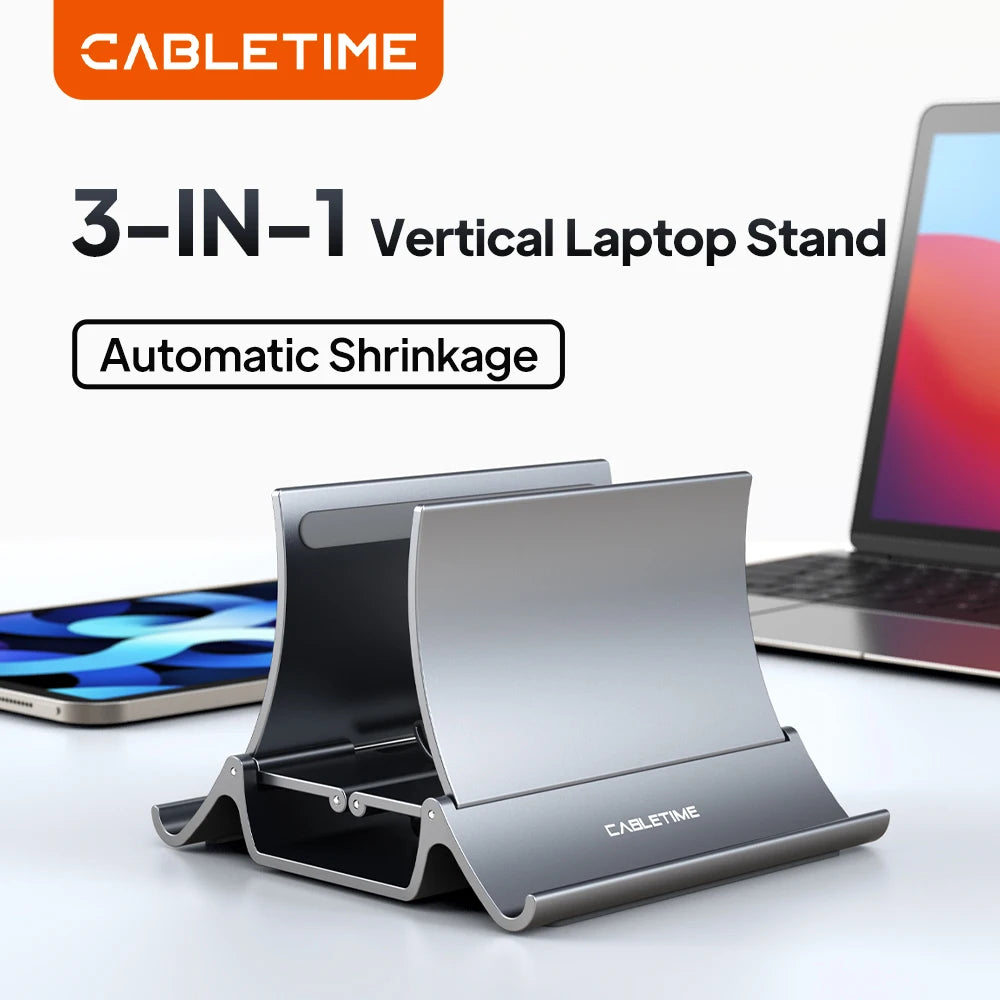 CABLETIME Vertical Laptop Stand Heat Dissipation Non-slip Silicone Gravity Holder for MacBook Surface iPad Tablet Stand C418