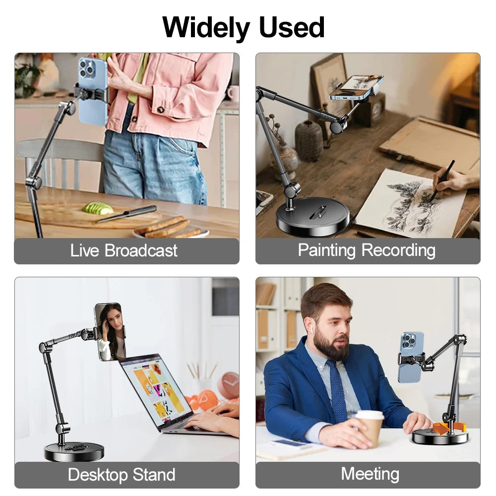 Phone Holder Portable Folding Multi-Angle Adjustable Stand for Cell Phone Height Adjustable Phone Bracket for Live Broadcast