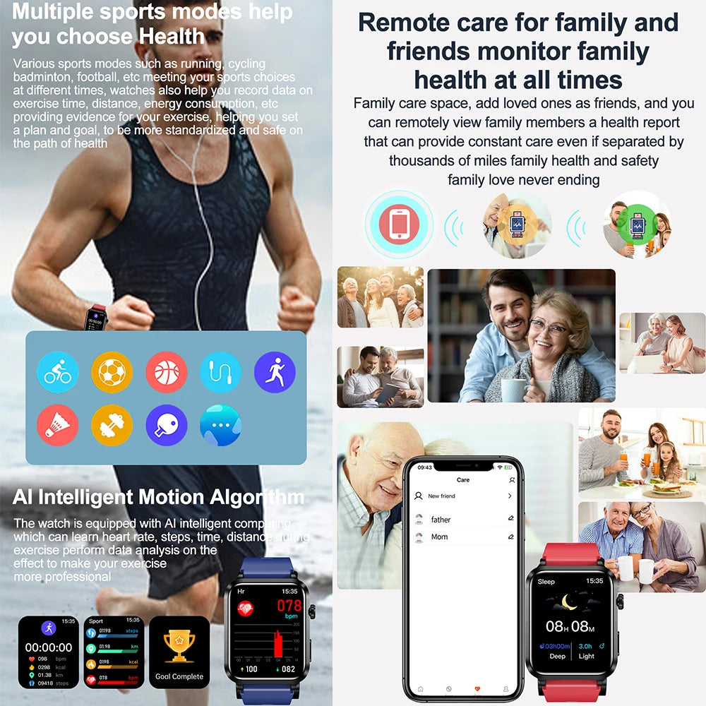 2026 New Airbag Smart Watch man air Pump ECG True Accurately Blood Pressure health watch Uric Acid Blood Lipids watch