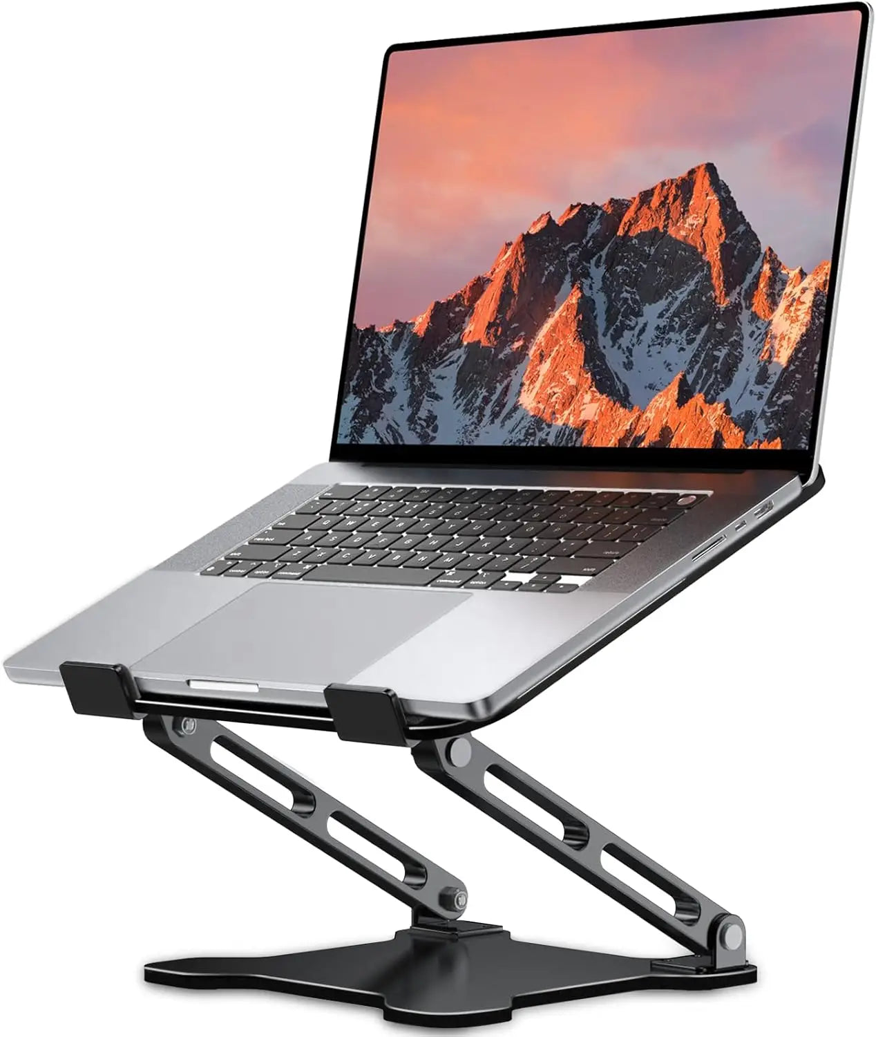 Adjustable Laptop Stand for Desk, Metal Foldable Riser, Portable Cooling Holder, Ergonomic for 10-15.6" Laptops