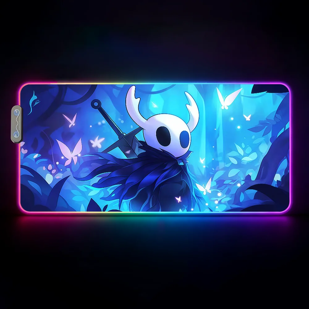 HD Printing Cool Hollow Knight Silksong Mouse Pad  RGB Led Gaming Bedroom Office Desk Non-Slip Mat  Waterproof Large