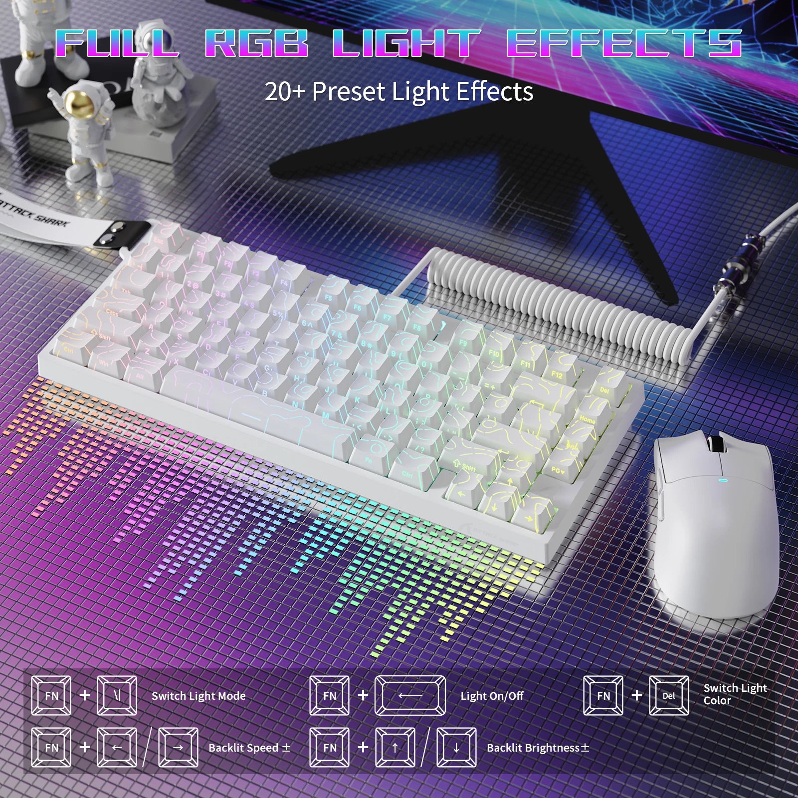 ATTACK SHARK R82 HE Rapid Trigger Wired Mechanical Gaming Keyboard TKL NKRO with 8K Polling,0.005mm RT Accuracy,256K Scan Rate,
