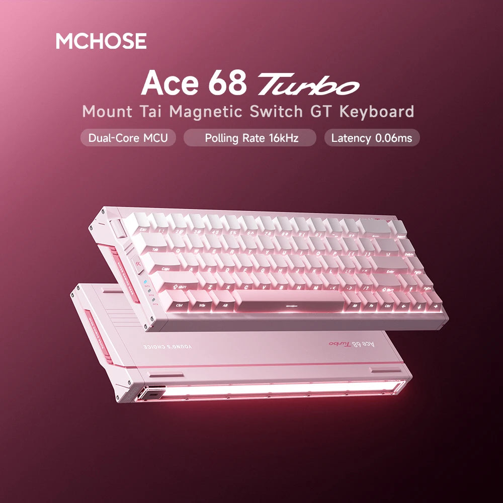 MCHOSE Ace 68 Turbo Full-aluminum Esports Hall Effect Keyboard RT 0.001–3.4mm Latency 0.06ms/0.08ms Polling 8k/16kHz Wired