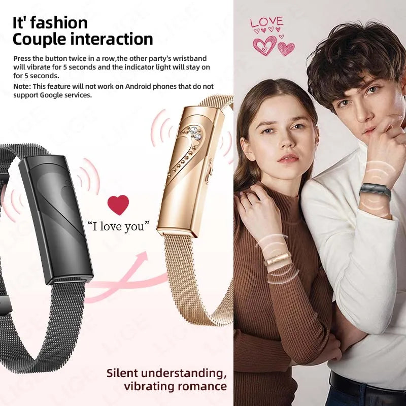 LIGE New Smart Bracelet Real-time Heart Rate Monitoring Sports Fitness Tracker Wristband Waterproof Smart Watch For Couple Gift