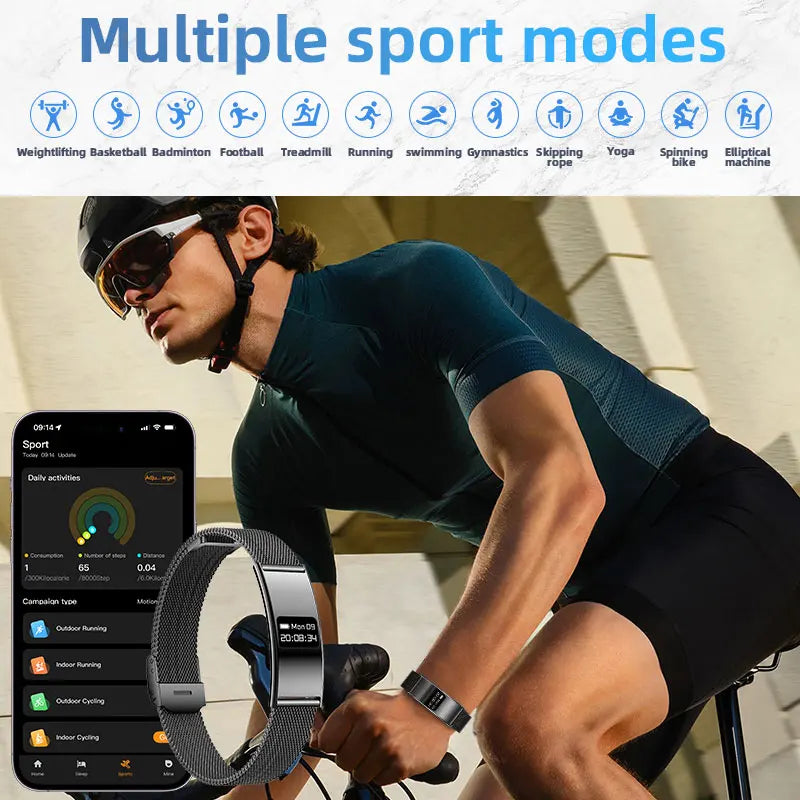 New Fitness Tracker Smart Bracelet Men Women IPX8 Waterproof Heart Rate Sleep Monitoring Outdoor Sport Pedometer Smartwatch 2026