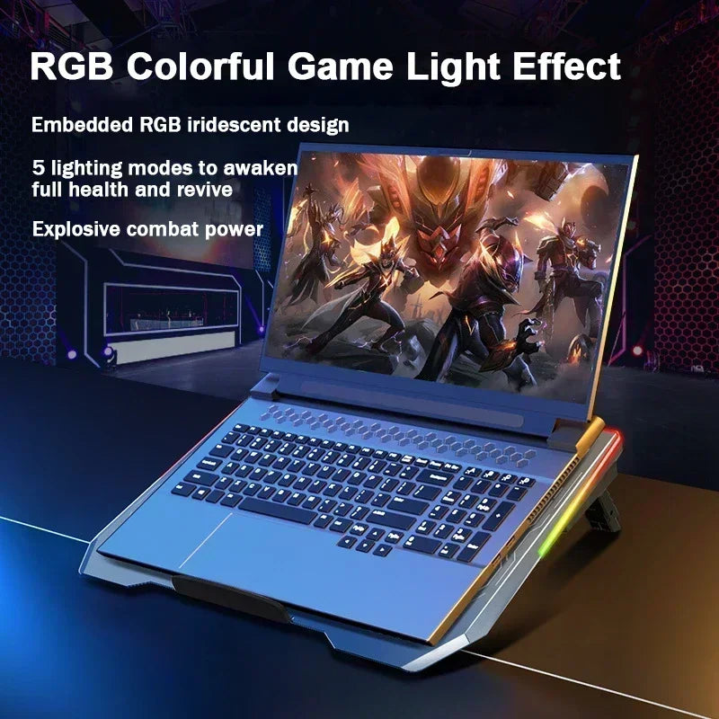 RGB Colorful Light Air Cooled Fans Laptop Cooling Pad Notebook Cooler High-speed Cooling Radiator Computer Cool Heat Dissipation
