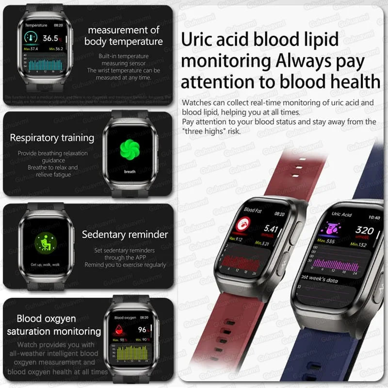 True Blood Pressure Smart Watch Air Pump Airbag Strap ECG PPG SpO2 Heart Rate Sleep Monitor 1.43" AMOLED Health Smart Bracelet