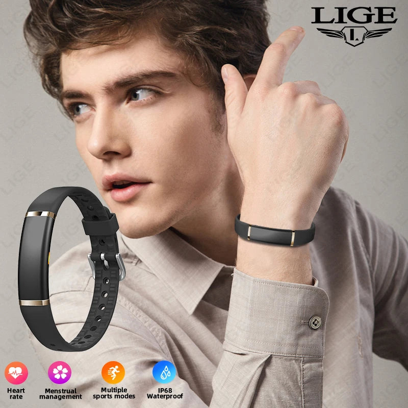 LIGE Men No Screen Smart Bracelet Heart Rate Monitor Fitness Sport Band Smart Watch Waterproof Multifunction Watches Women