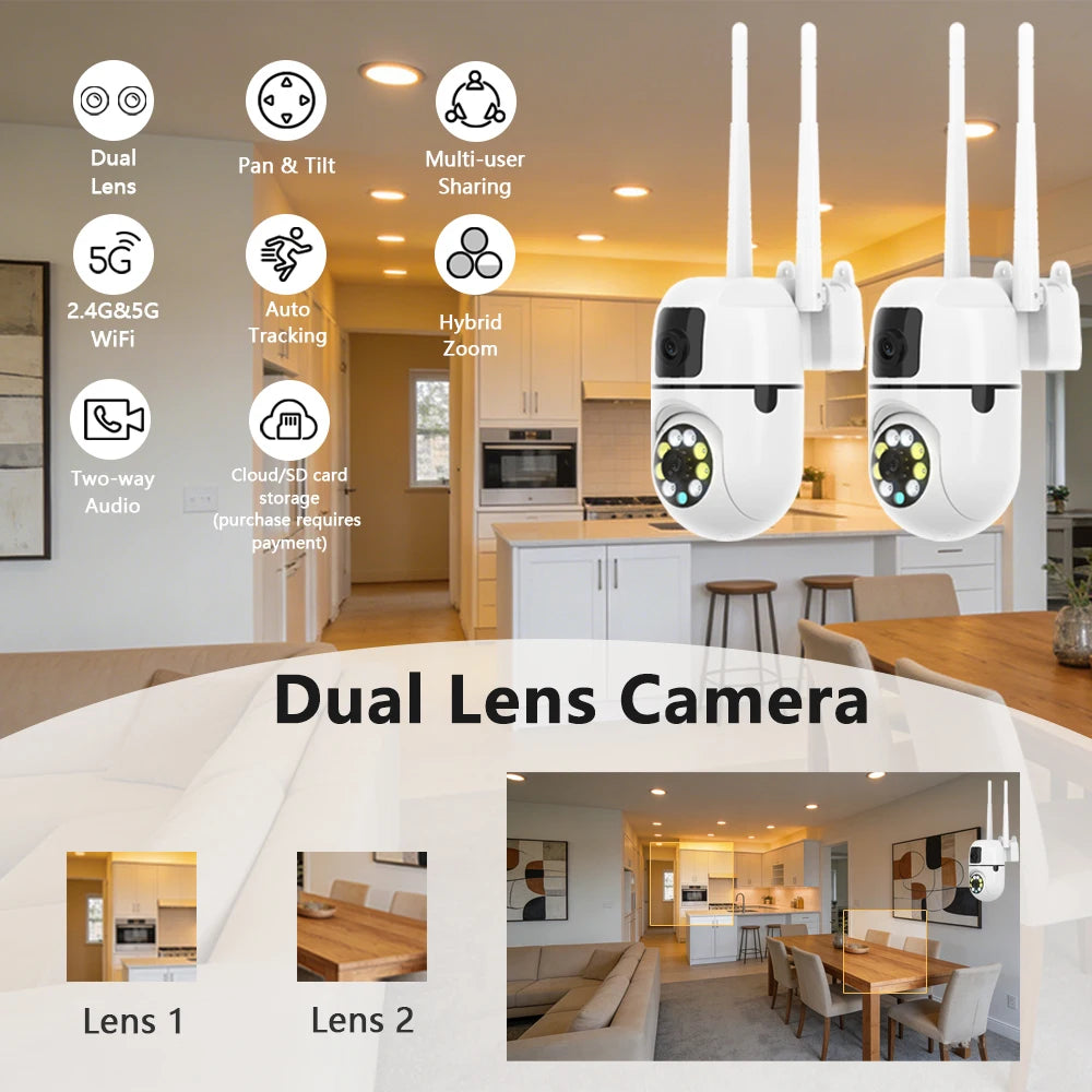 Dual Lens WiFi Minion Camera 2PCS - Indoor Outdoor Waterproof, Smart Motion Detection, Cloud Storage, Remote View Surveillance