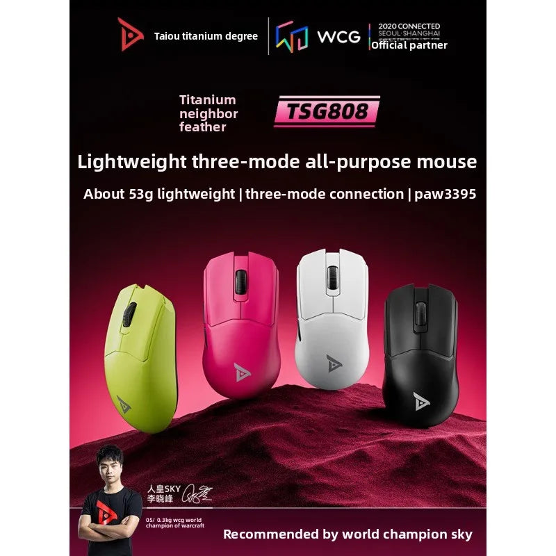 Taidu 808 Talon 3395 Wireless Tri-mode Gaming Mouse, Lightweight, for E-sports, PC & Office, Delta