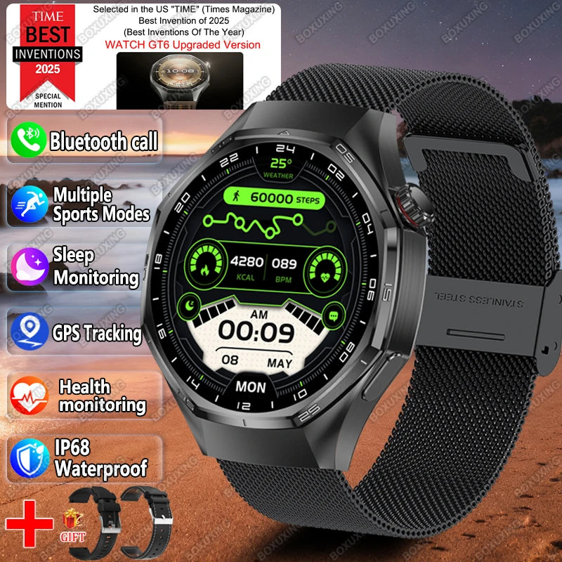 2026 New Watch 6 Pro Smart Watch AMOLED Screen GPS Tracker HD Bluetooth Call Waterproof Sports Health Monitoring Smartwatch Men