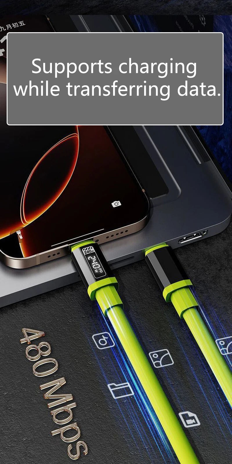 PD240W Cable Super Fast Charging Type C TO Type C Silicone Cable For Samsung iPhone8-17 Pro Xiaomi 17 Quick Quick Charging Cable