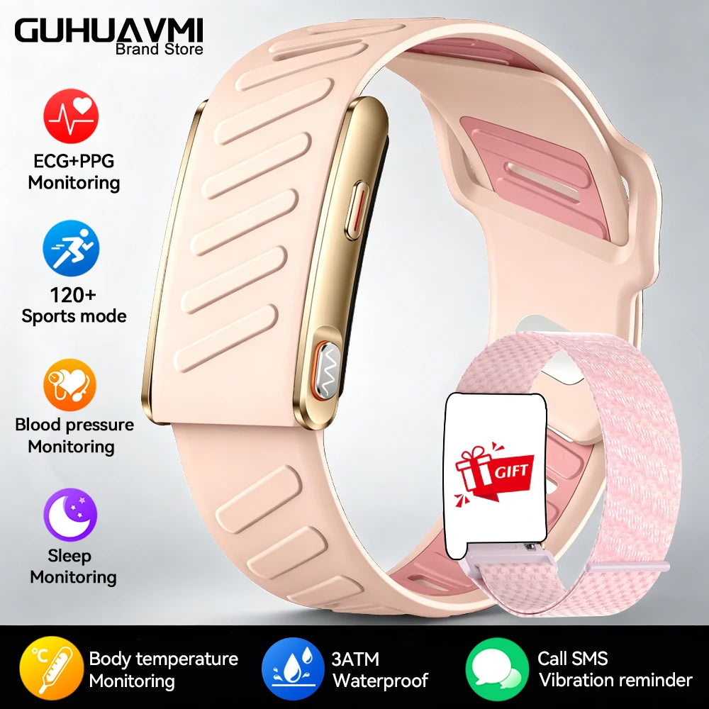 GUHUAVMI New ECG+PPG Health Smart Bracelet Heart Rate Blood Pressure Sleep Monitor SMS Call Reminder Fitness Tracker Smartwatchs