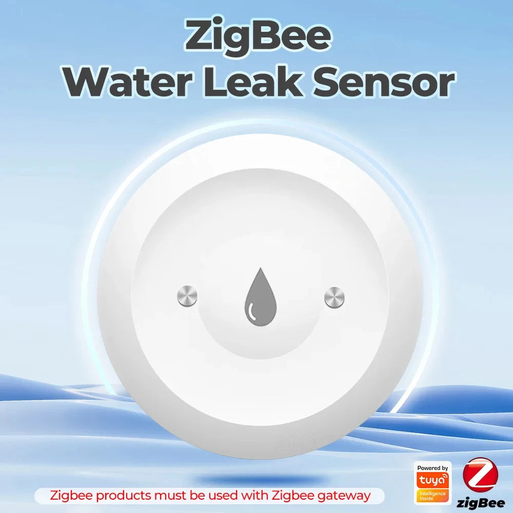 Water Leak Sensor ZigBee Tuya Leak Detector Smart Home Flood Water Leakage Detector Alarm Overflow Security Need Zigbee Gateway