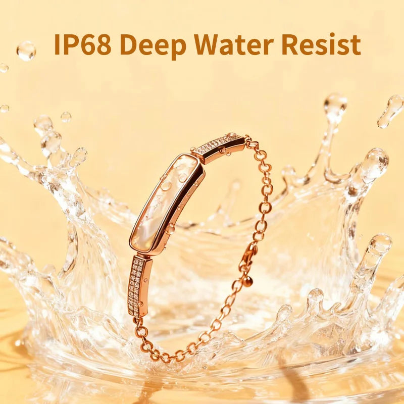 A01 Heart Rate Blood Oxygen Sport Sleep Monitor Stainless Steel IP68 Waterproof Fashion Luxury Ladies Smart Bracelet for Women