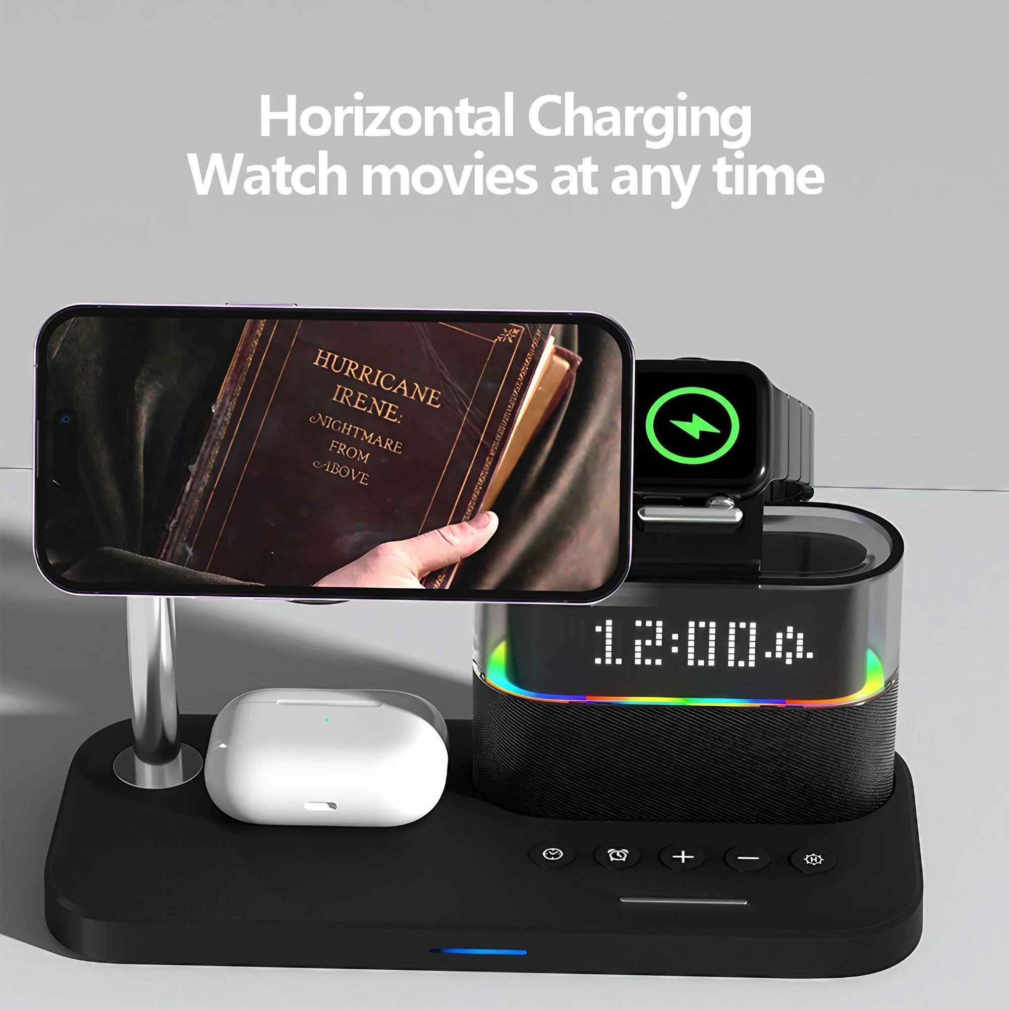 Wireless Charging Station Magnetic Stand for Series 17 16 15 14 13 12 iWatch Ultra 8 7 6 5 and Wireless Earbuds Pro 2 3