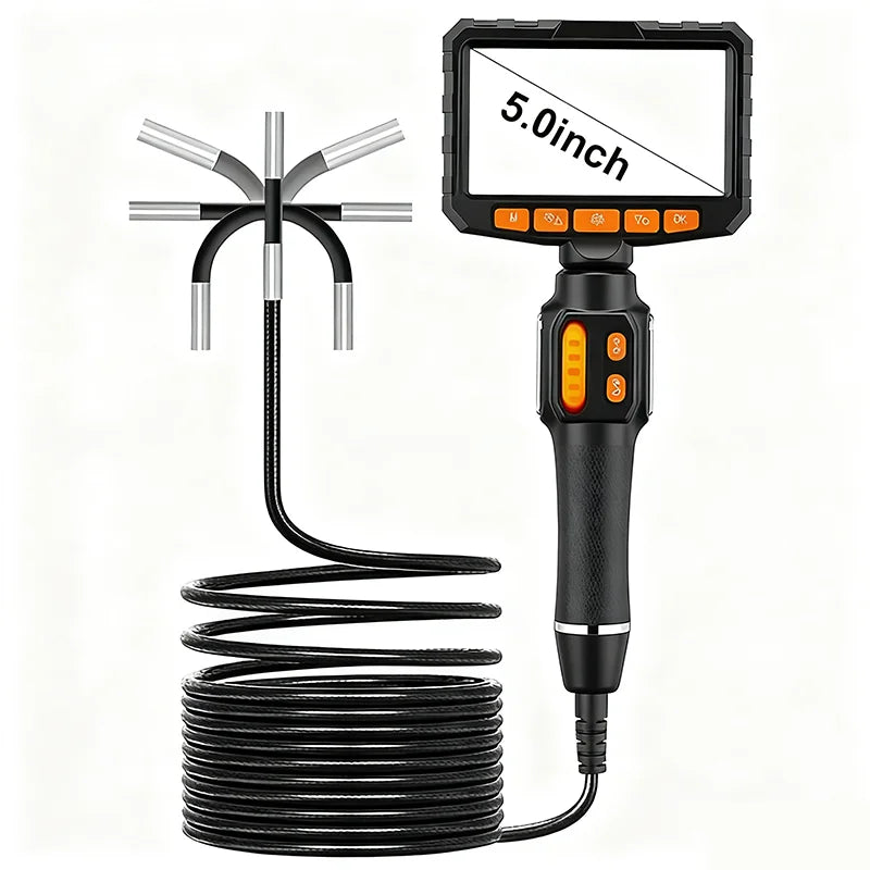 360 ° rotating dual-lens endoscope, 3.9/6.0MM 5-inch IPS endoscope inspection camera, automotive mechanical industrial endoscope