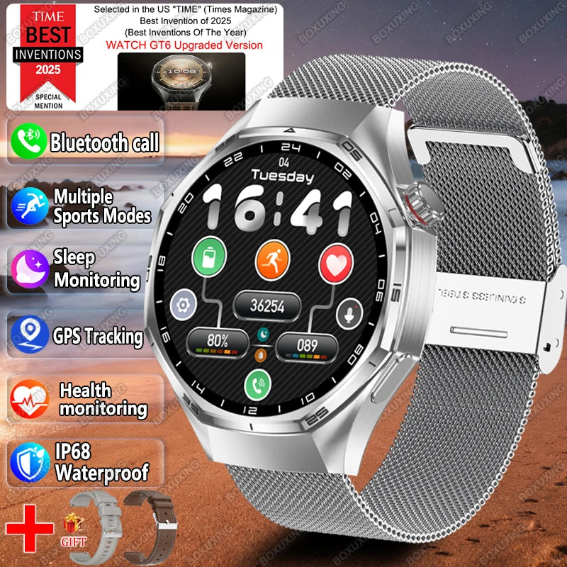 2026 New Watch 6 Pro Smart Watch AMOLED Screen GPS Tracker HD Bluetooth Call Waterproof Sports Health Monitoring Smartwatch Men