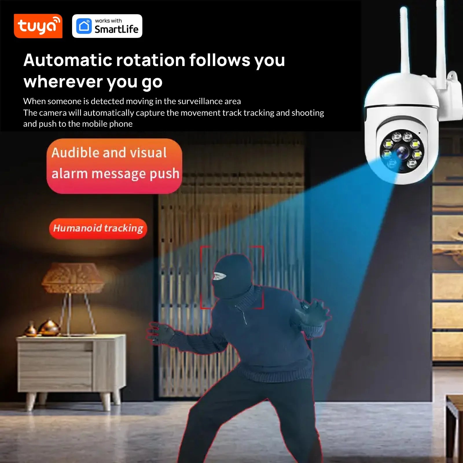 Tuya Smart 2.4G 4MP Indoor Camera,2.5K Security Camera for Baby Monitor,PTZ Wifi Cameras for Home Security,Pet Camera-USB