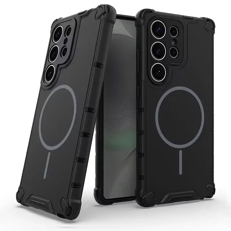 New luxury and cool Magsafe wireless magnetic charging anti drop armor case for Samsung Galaxy S25 S24 S23 Ultra Phone case