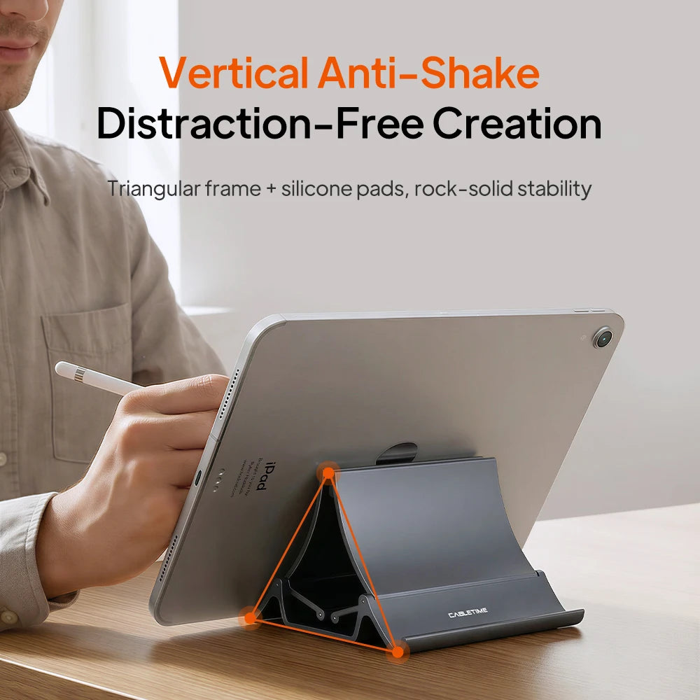 CABLETIME Vertical Laptop Stand Heat Dissipation Non-slip Silicone Gravity Holder for MacBook Surface iPad Tablet Stand C418