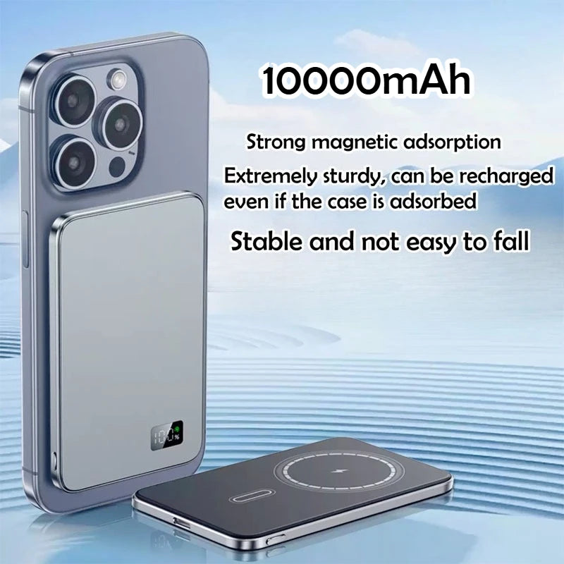 10000mAh Ultra Thin Power Bank for MagSafe,Magnetic Wireless Fast Charging MacSafe Portable Battery for IPhone Xiaomi Samsung