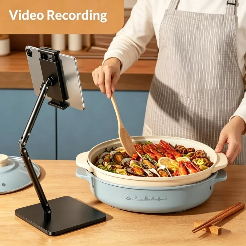 Multi-Angle Desktop Mount for Phone & Tablet - Adjustable Alloy Stand for Video Recording, Live Broadcast, Office, Learning &