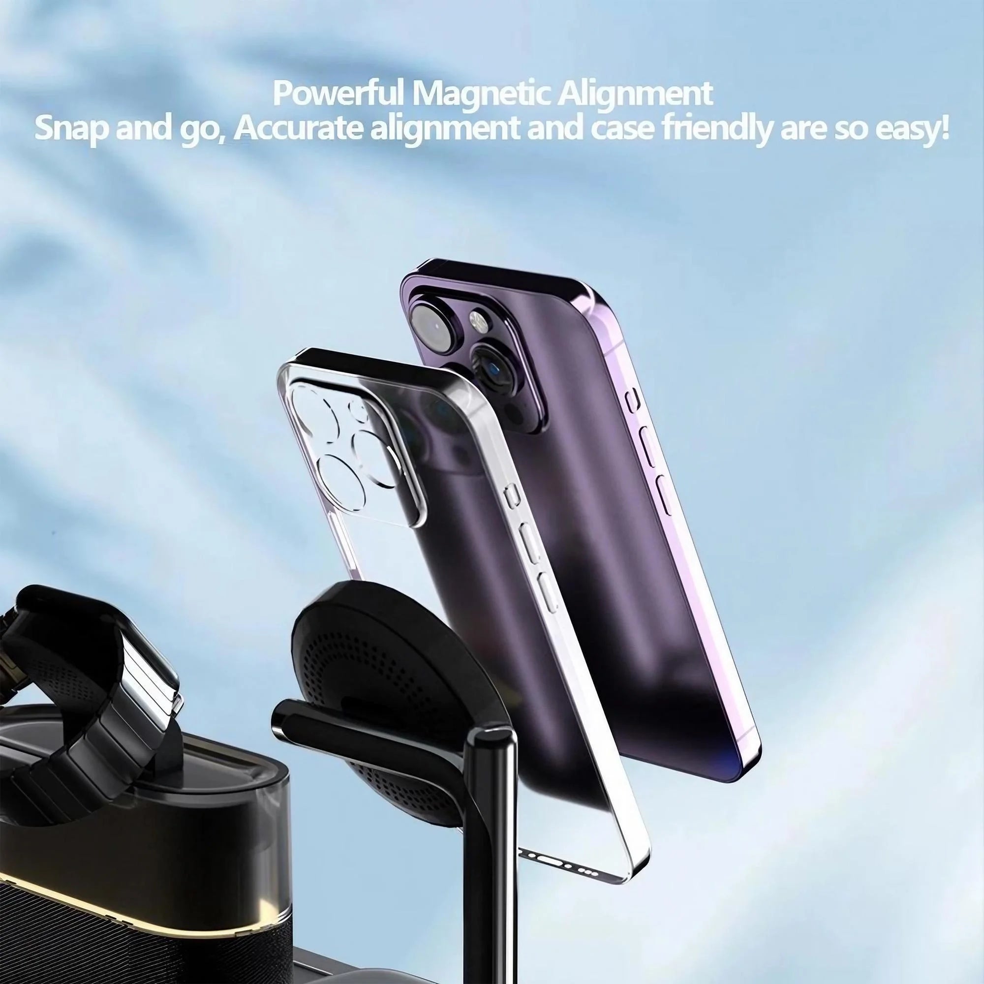 Wireless Charging Station Magnetic Stand for Series 17 16 15 14 13 12 iWatch Ultra 8 7 6 5 and Wireless Earbuds Pro 2 3