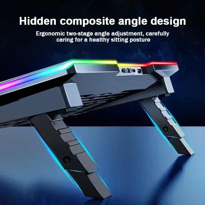 RGB Colorful Light Air Cooled Fans Laptop Cooling Pad Notebook Cooler High-speed Cooling Radiator Computer Cool Heat Dissipation