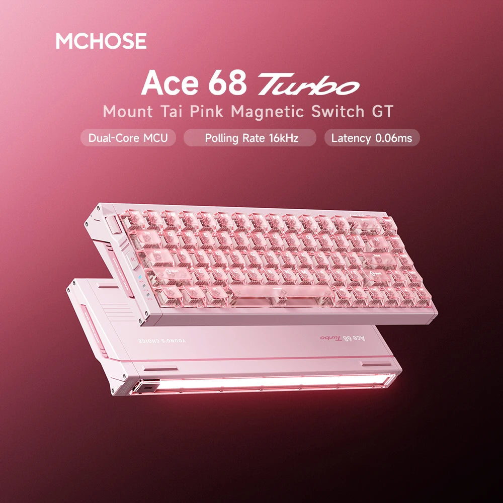 MCHOSE Ace 68 Turbo Full-aluminum Esports Hall Effect Keyboard RT 0.001–3.4mm Latency 0.06ms/0.08ms Polling 8k/16kHz Wired