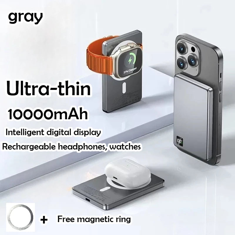 10000mAh Ultra Thin Power Bank for MagSafe,Magnetic Wireless Fast Charging MacSafe Portable Battery for IPhone Xiaomi Samsung