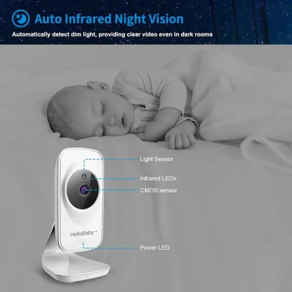 HelloBaby HB050 5" Wireless Video Baby Monitor with Night Vision, Crying Detection & Two-Way Talk