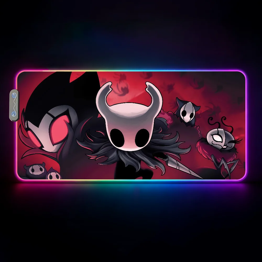 HD Printing Cool Hollow Knight Silksong Mouse Pad  RGB Led Gaming Bedroom Office Desk Non-Slip Mat  Waterproof Large