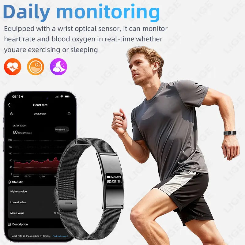 New Fitness Tracker Smart Bracelet Men Women IPX8 Waterproof Heart Rate Sleep Monitoring Outdoor Sport Pedometer Smartwatch 2026