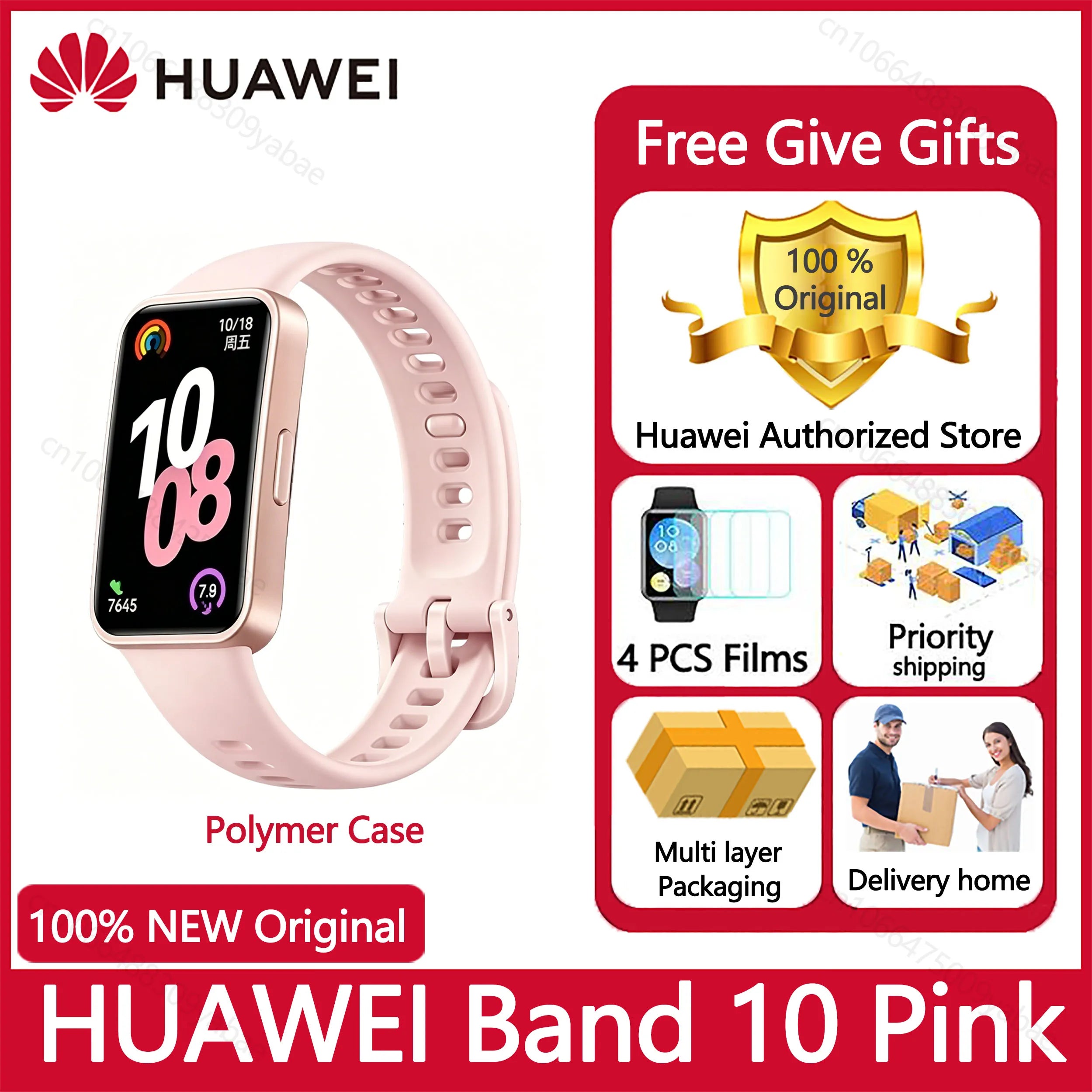 HUAWEI Band 10 Smart Bracelet Fitness Tracker Heart Rate Sleep Monitor 14 Days Battery Life Compatible with iOS and Android