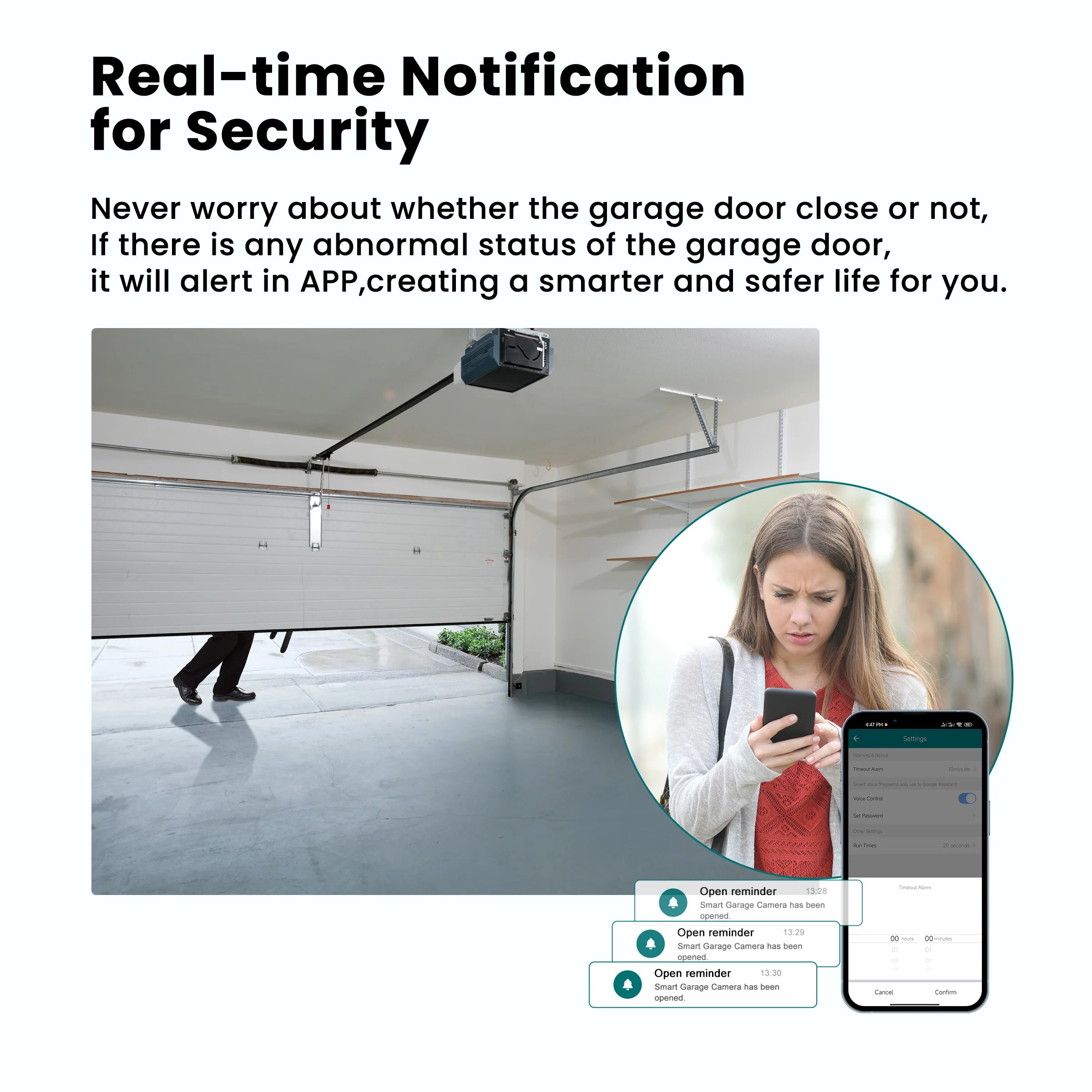 GIRIER Tuya ZigBee/WiFi Smart Garage Door Opener Controller Support APP Remote Timing Functions Compatible with Alexa Hey Google
