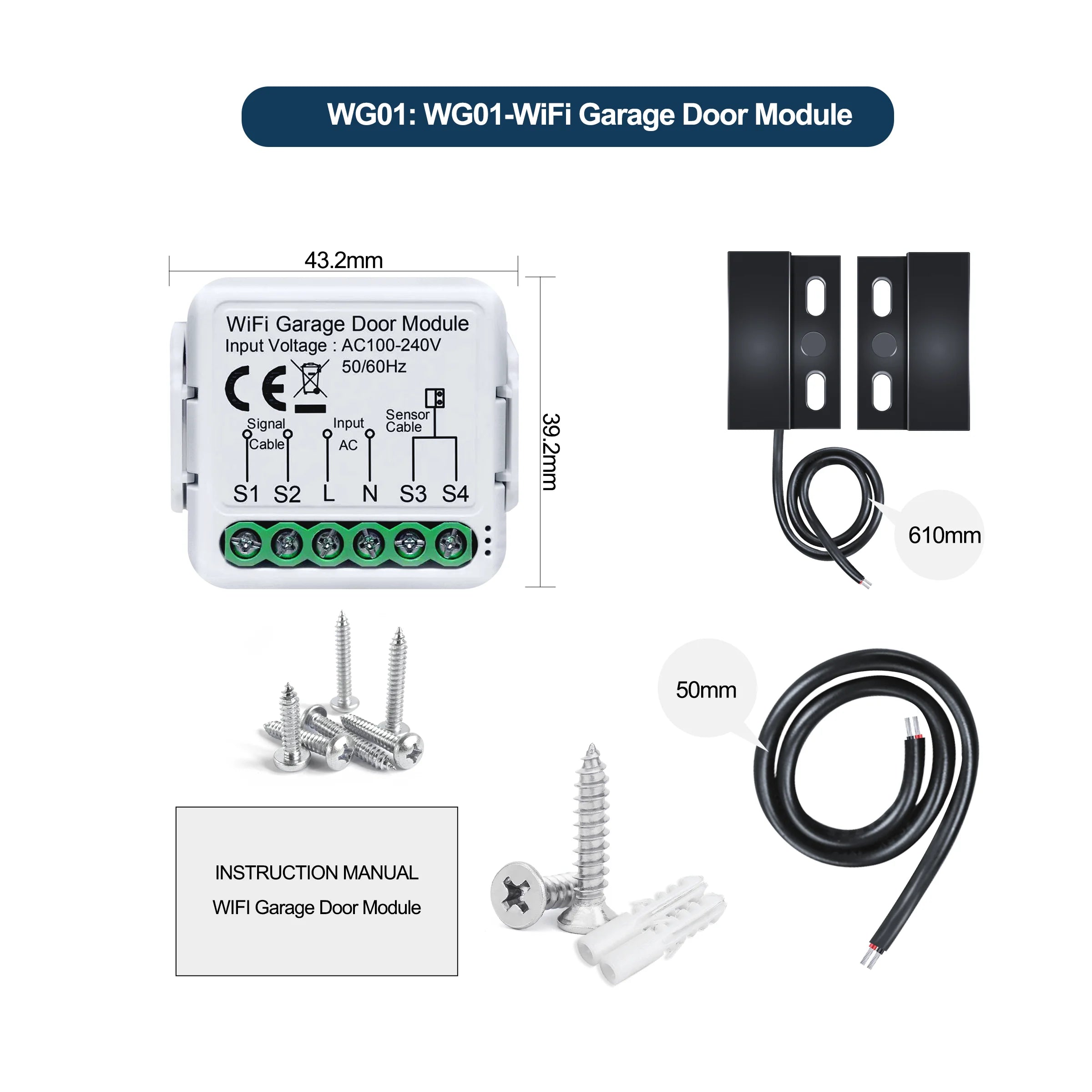 GIRIER Tuya ZigBee/WiFi Smart Garage Door Opener Controller Support APP Remote Timing Functions Compatible with Alexa Hey Google