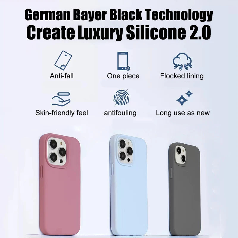 Luxury Liquid Silicone Phone Case for APPLE iPhone 11 13 12 14 15 16 Pro Max Cases for iPhone 17 Pro Shockproof Protector Cover