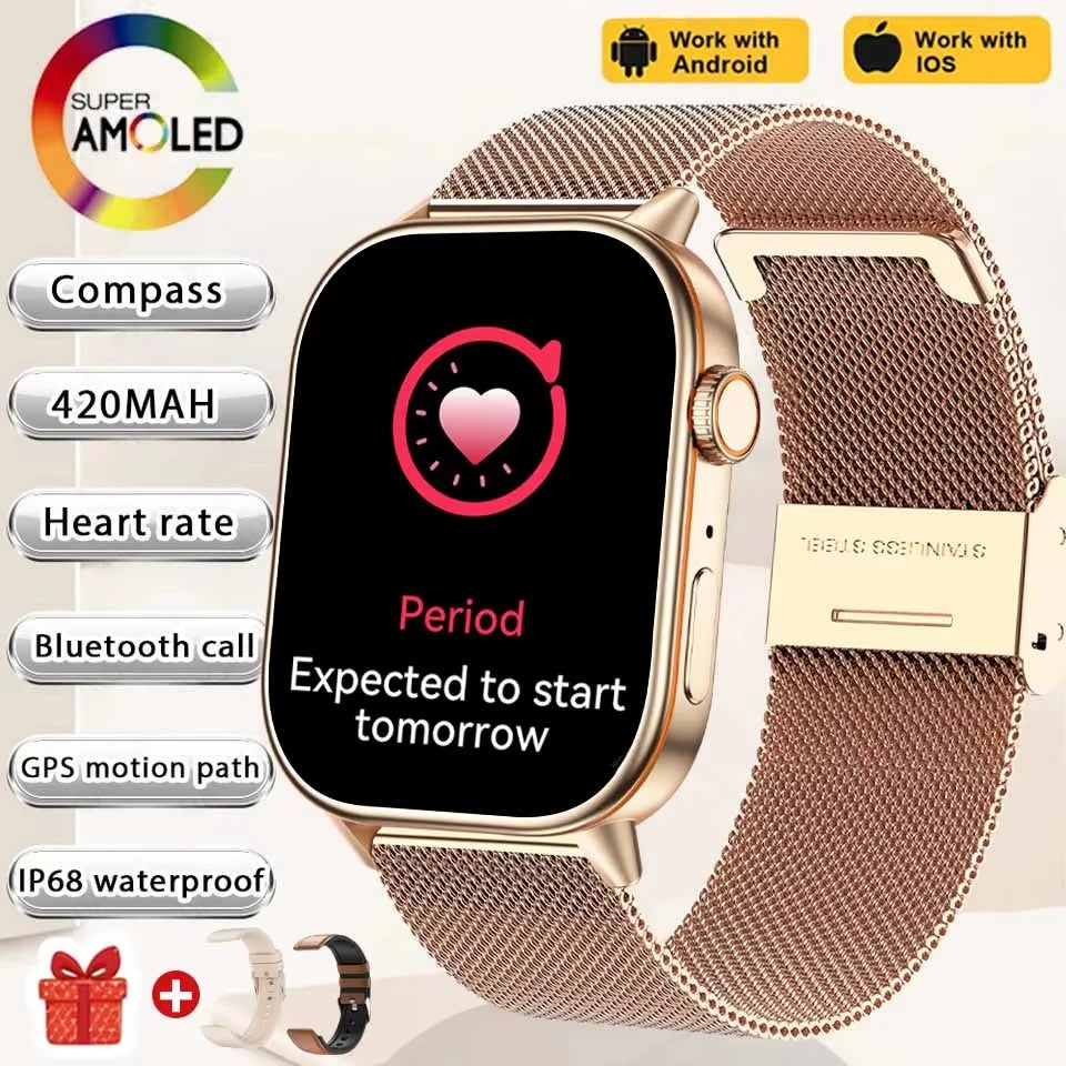 2026New Multifunctional SmartWatch Women Gift Built-in GPS Bluetooth Call Music Fitness Sports Bracelet Sleep Monitor watch Lady