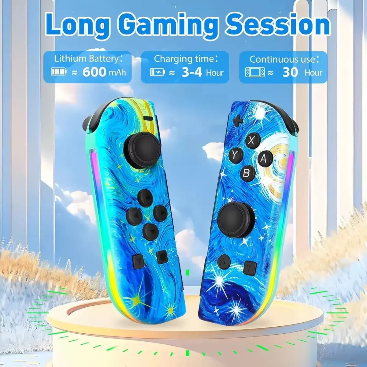 Rear view highlighting the contoured ergonomic grip and responsive trigger buttons of the wireless Switch controller